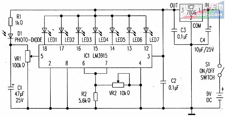 LM3915比较器制作的光强度测量表分享